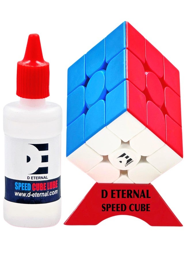 D ETERNAL Adult,Youth,Kid Speed Cube 3x3 with Lubricant and Display Stand, Professional Magic Puzzle Stickerless Puzzle Cube Game Toy (3x3+Stand+Lube) - Image 2